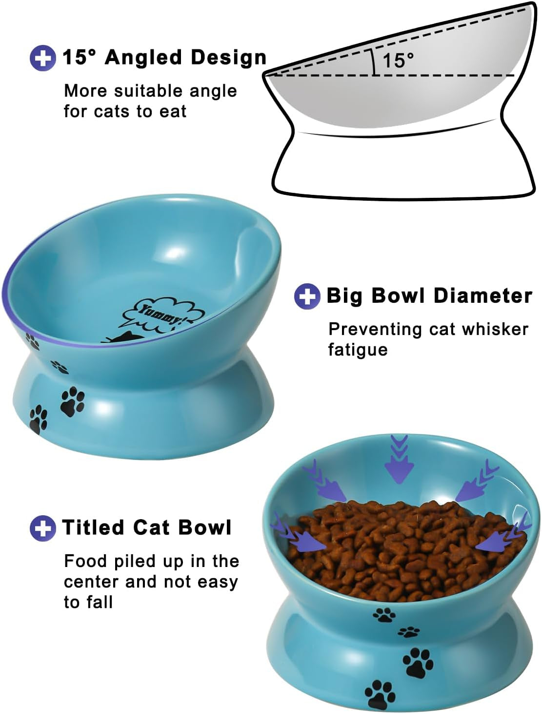 Elevate Your Cat's Dining Experience with Our Stylish Lake Blue Ceramic Food Bowl - Anti Vomiting & Nonslip Design for Comfortable Eating