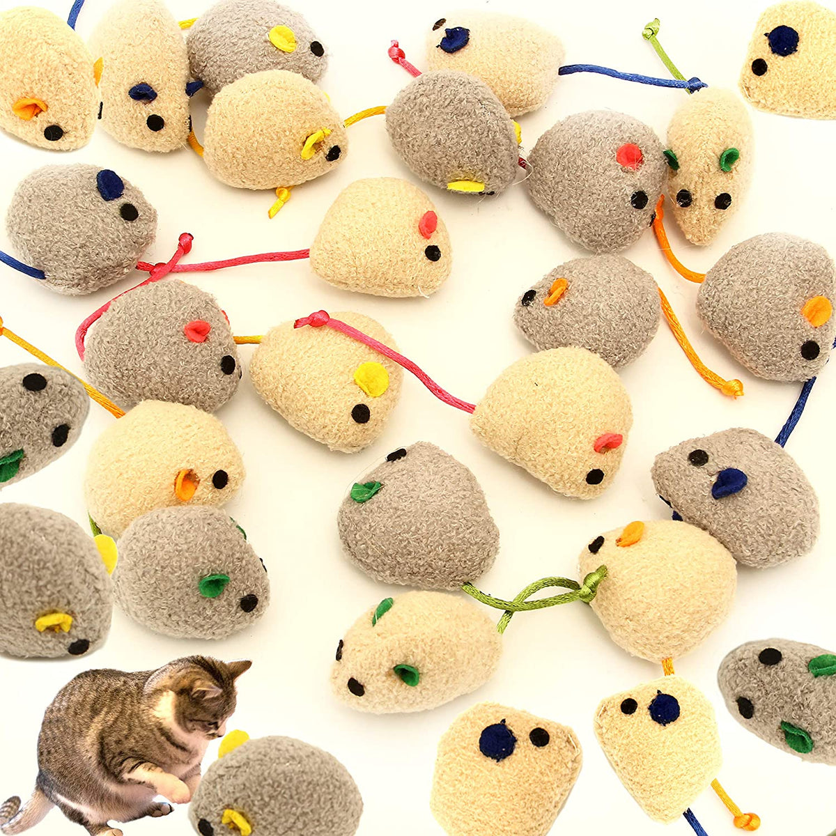 Exciting 20-Pack Catnip Mice Toys for Fun-Filled Playtime with Your Cats, Kittens, and Puppies - Perfect for Indoor and Outdoor Fun!