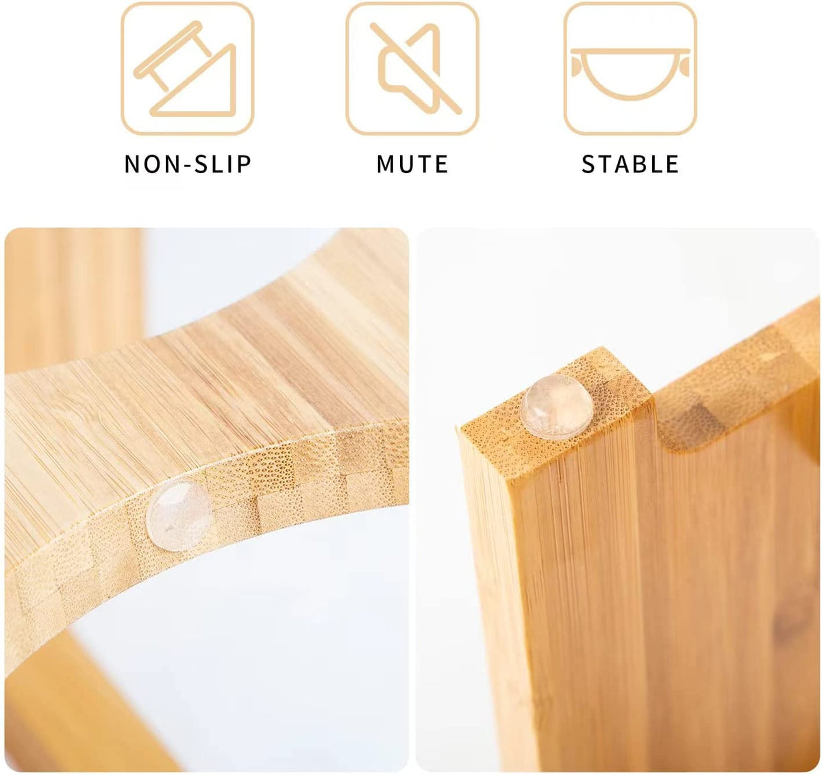 Elevate Your Pet's Dining Experience with FOREYY Bamboo Raised Bowls for Small Dogs and Cats - Includes 2 Stainless Steel Bowls and Anti-Slip Feet