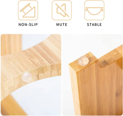 Elevate Your Pet's Dining Experience with FOREYY Bamboo Raised Bowls for Small Dogs and Cats - Includes 2 Stainless Steel Bowls and Anti-Slip Feet