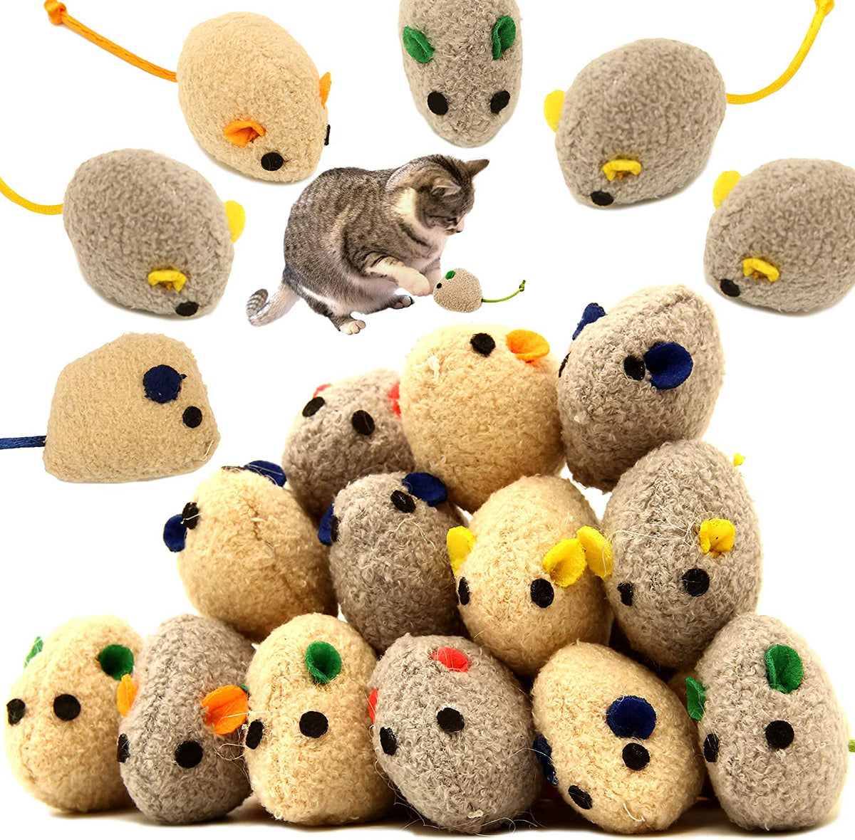 Exciting 20-Pack Catnip Mice Toys for Fun-Filled Playtime with Your Cats, Kittens, and Puppies - Perfect for Indoor and Outdoor Fun!