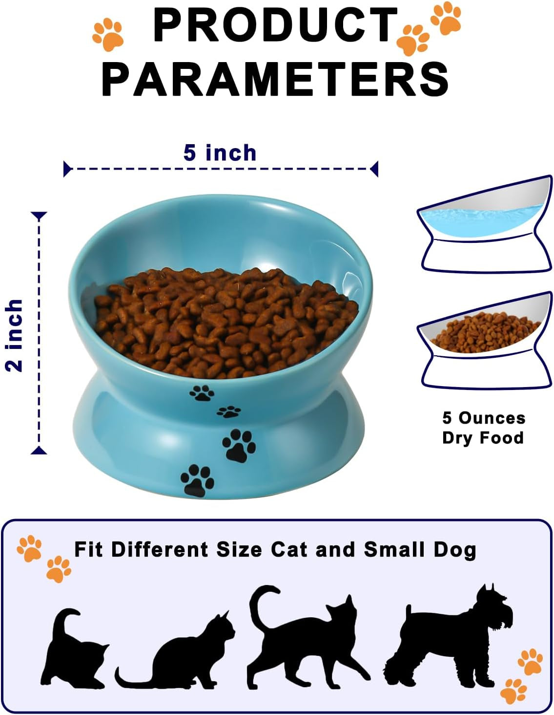 Elevate Your Cat's Dining Experience with Our Stylish Lake Blue Ceramic Food Bowl - Anti Vomiting & Nonslip Design for Comfortable Eating