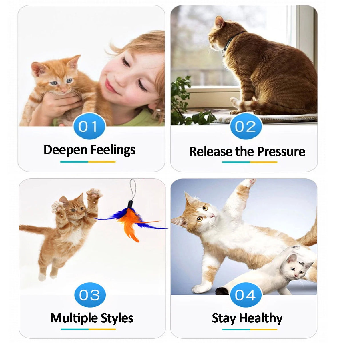 Exciting 11 PCS Cat Feather Toy Set - Interactive Teaser Refills with Bells for Endless Fun and Exercise!