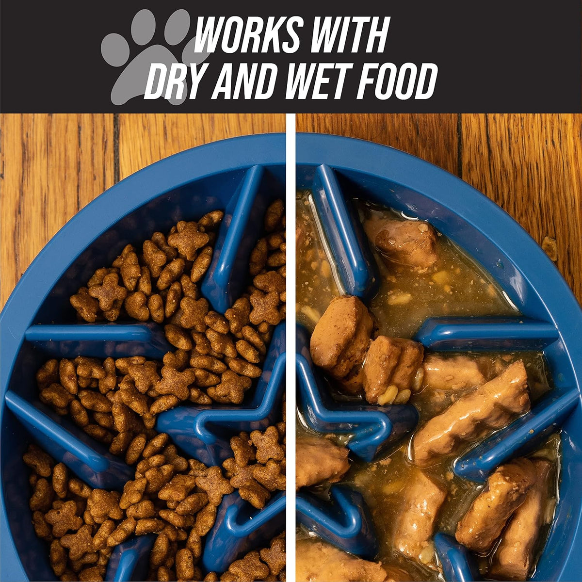 Engaging Slow Feeder Dog Bowl - Puzzle Design for Healthy Eating - Perfect for Medium to Large Breeds - Blue