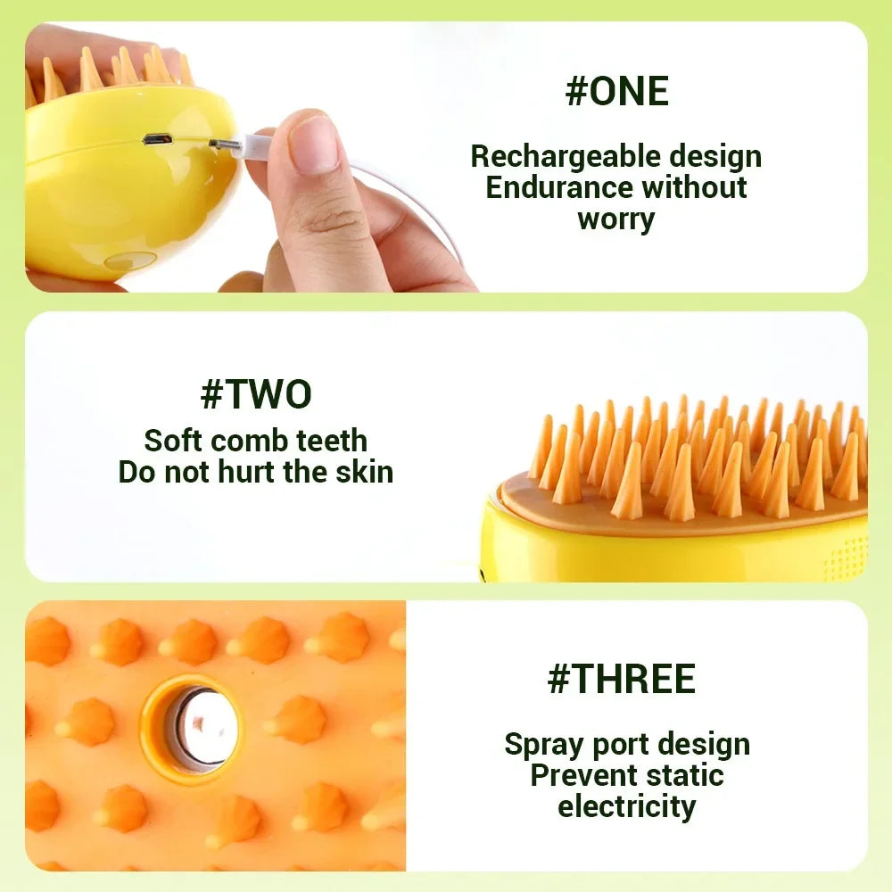 Revolutionary 3-in-1 Cat and Dog Steam Brush: Electric Sprayer for Grooming, Shedding, and Relaxing Massage