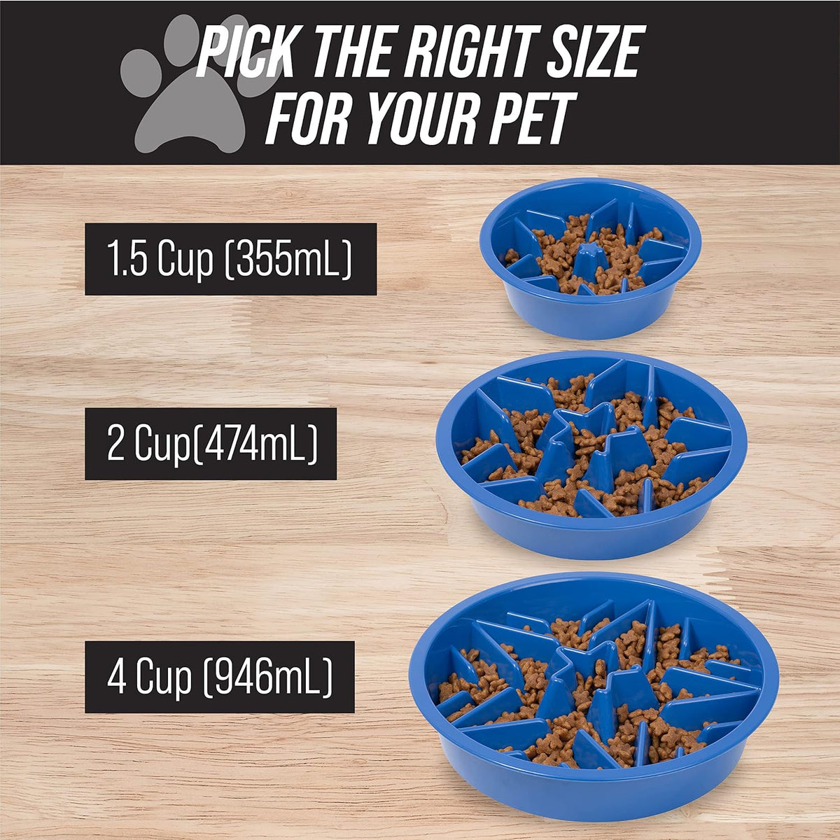 Engaging Slow Feeder Dog Bowl - Puzzle Design for Healthy Eating - Perfect for Medium to Large Breeds - Blue