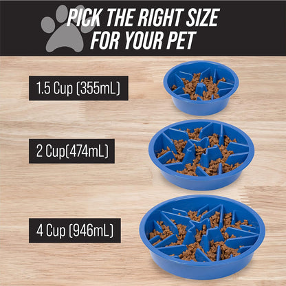 Engaging Slow Feeder Dog Bowl - Puzzle Design for Healthy Eating - Perfect for Medium to Large Breeds - Blue
