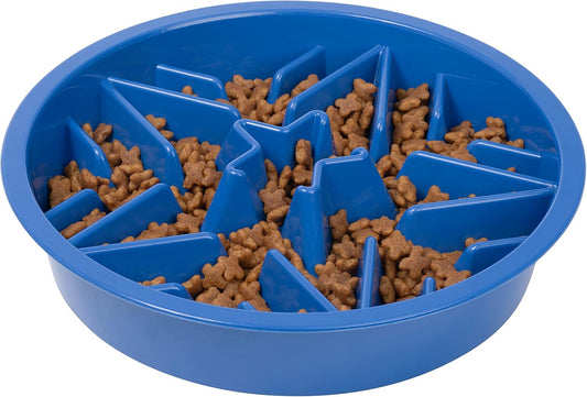 Engaging Slow Feeder Dog Bowl - Puzzle Design for Healthy Eating - Perfect for Medium to Large Breeds - Blue