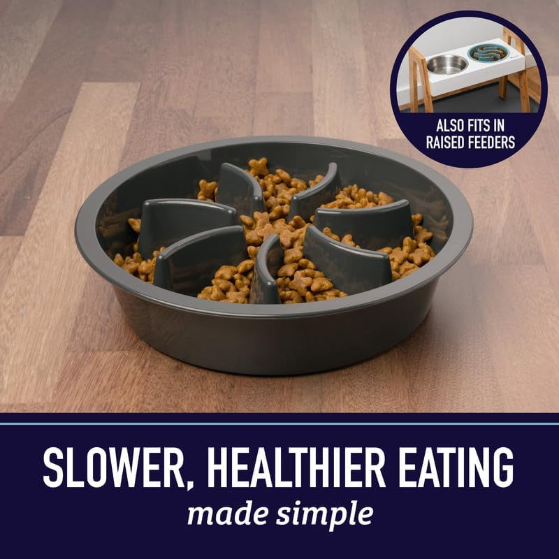 Engaging Slow Feeder Dog Bowl - Puzzle Design for Healthy Eating - Perfect for Medium to Large Breeds - Blue